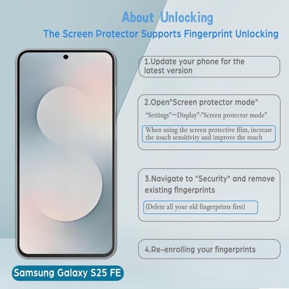 WFTE [2 Stück Schutzfolie für Samsung Galaxy S25 FE Panzerglas Glasfolie 9H Härte, Anti-Kratzen, Anti-Bläschen Displayschutzfolien Panzer Schutz Glas für Samsung S25 FE