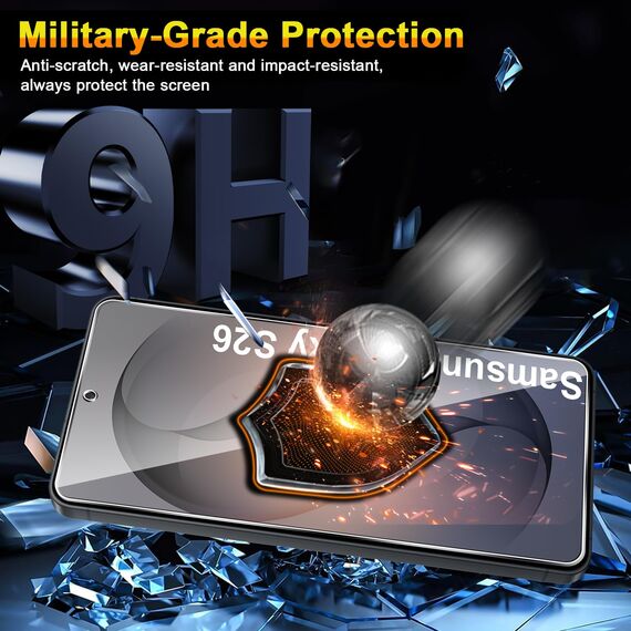QULLOO Schutzfolie für Samsung Galaxy S26 für Panzerglas, 3 Stück Displayschutz und 3 Stück Kameraschutz, 9H Härte HD Klar Schutzglas mit Montage Rahmen Anti-Kratzen Glas Folie für Galaxy S 26