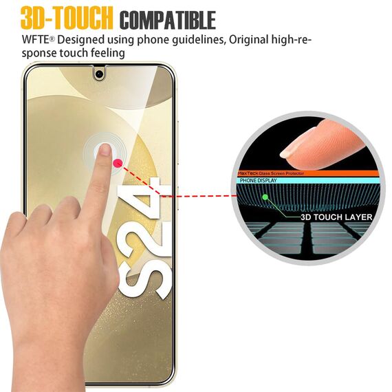 WFTE [2 Stück] Schutzfolie für Samsung Galaxy S24 5G Panzer Schutz Glas Glasfolie 9H Härte, Anti-Kratzen, Anti-Bläschen Displayschutzfolien Panzer Schutz Glas für Samsung S24