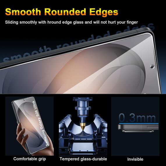 QULLOO Schutzfolie für Samsung Galaxy S26 Ultra für Panzerglas, 3 Stück Displayschutz und 3 Kameraschutz, 9H Härte HD Klar Schutzglas mit Montage Rahmen Anti-Kratzen Glas Folie für Galaxy S 26 Ultra