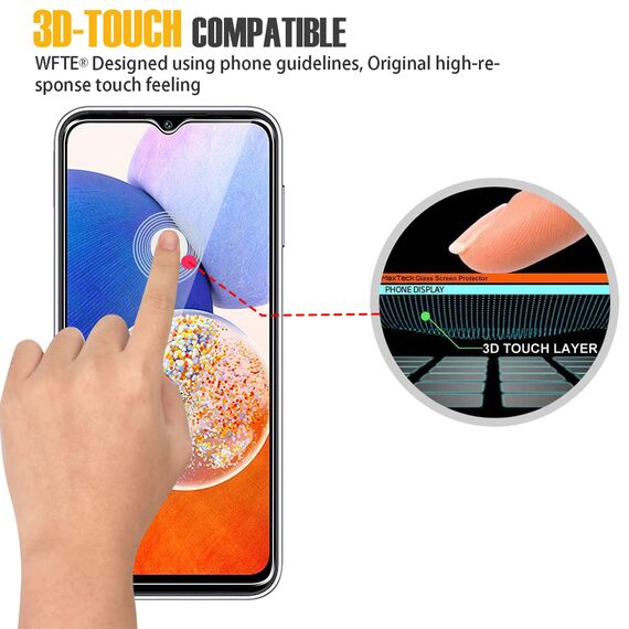 WFTE [2 Stück Panzer Schutz Glas für Samsung Galaxy A14, 9H Härte Panzer Schutz Glas, Anti-Kratzen Glasfolie, Anti-Bläschen Displayschutzfolien Schutzfolie für Galaxy A14 5G / 4G