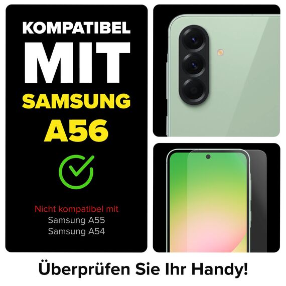 FlexiSchutz® Schutzglas für Samsung Galaxy A56 5G Schutzfolie, Screen Protector, Glas Displayschutzfolie mit Praktischer Installationshilfe, Displayschutz, Glas Folie mit Schablone [2 Stück]