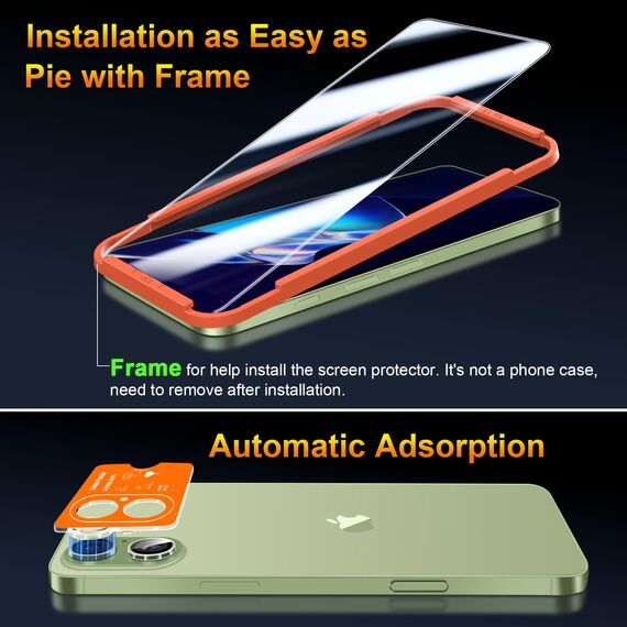 QsmQam für iPhone 17 für Panzerglas 6,3 Zoll [3 Stück] + Kamera Panzer Schutz für Kameraschutz [1 Stück], Militärstandard Bruchsicherer, Ultra Top 9H+ Glas, Mit Hilfsinstallationsgerät