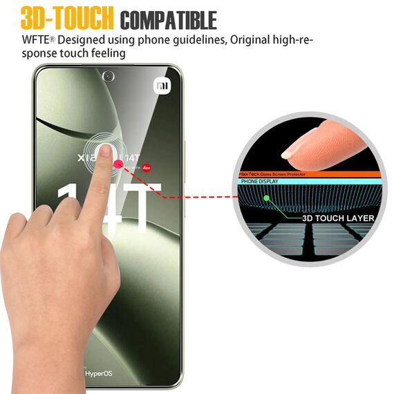 WFTE [2 Stück Schutzfolie für Xiaomi 14T/14T Pro Panzerglas folie 9H Härte, Anti-Kratzen, Anti-Bläschen Displayschutzfolien Schutz Glas für Xiaomi Mi 14T/14T Pro 5G