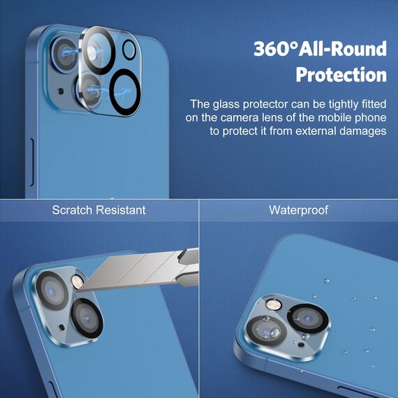OMOTON für iPhone 13 Panzer Schutz Glas mit Rahmen-Installationshilfe, kompatibel mit iPhone 13 Kamera Schutzfolie, [3+2 Stück], [Anti- Kratzer], [Bläschenfrei], [9H Härte], [HD-Klar]