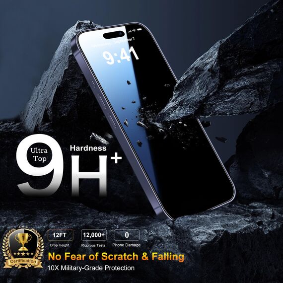 QsmQam für iPhone 17 Pro für Panzerglas 6,3 Zoll [3 Stück] + Kamera Panzer Schutz für Kameraschutz [1 Stück], Militärstandard Bruchsicherer, Ultra Top 9H+ Glas, Mit Hilfsinstallationsgerät
