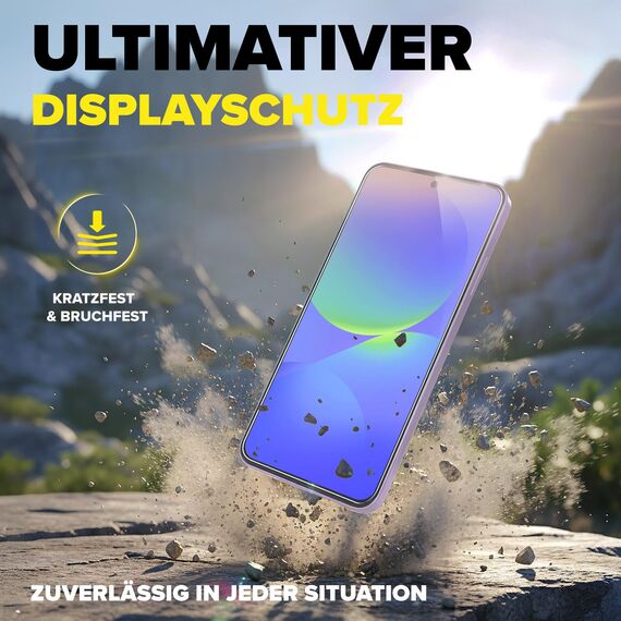 FlexiSchutz® Schutzglas für Samsung Galaxy A37 5G / A36 5G Schutzfolie, Screen Protector, Glas Displayschutzfolie mit Praktischer Installationshilfe, Displayschutz, Glas Folie mit Schablone [2 Stück]