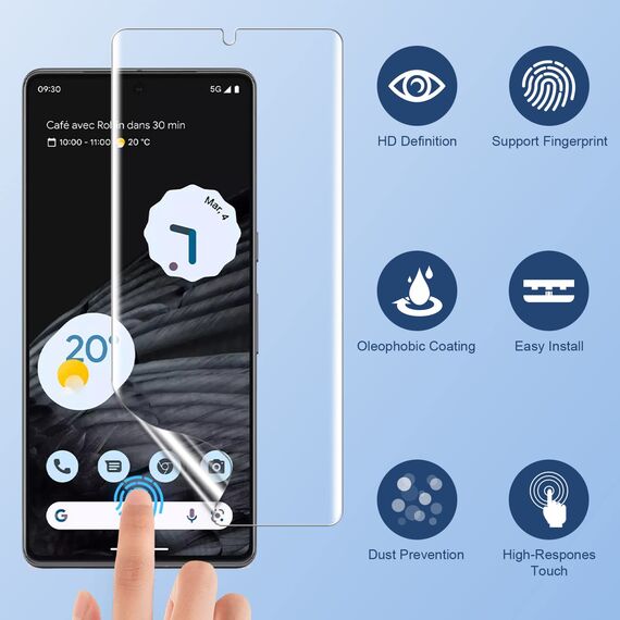 LK 2+2 Schutzfolie für Google Pixel 7 Pro, 2 Stück Schutzfolie und 2 Stück Kameraschutz, kratzfest und verschleißfest, unterstützt Fingerabdruck-ID-Erkennung, Ultra HD