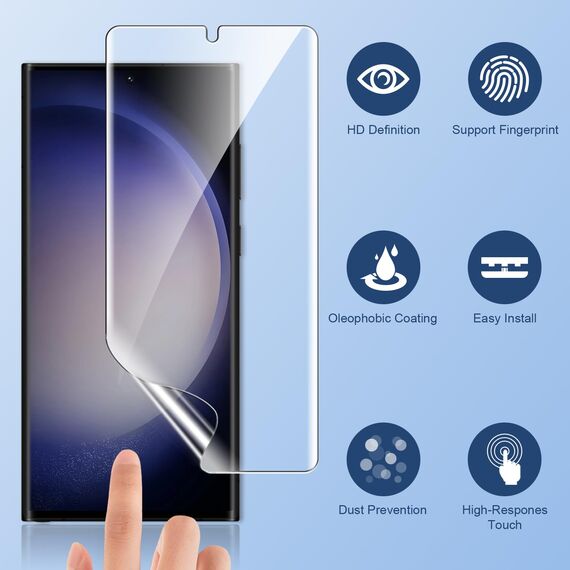LK Schutzfolie Kompatibel mit Samsung Galaxy S23 Ultra, 3 Stück Schutzfolie[Nicht-Glas],Vollständige 4D-Gewölbte Fingerabdruck-ID Displayfolie, HD Klar