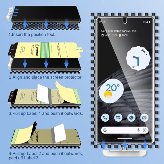 LK 2+2 Schutzfolie für Google Pixel 7 Pro, 2 Stück Schutzfolie und 2 Stück Kameraschutz, kratzfest und verschleißfest, unterstützt Fingerabdruck-ID-Erkennung, Ultra HD