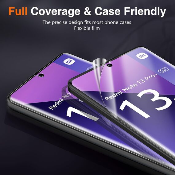 LK TPU Displayschutzfolie ist Kompatibel mit Redmi Note 13 Pro Plus, 3 Schutzfolien [Ohne Glas], 3D Gekrümmte Vollständige Abdeckung, HD Klar, Touch Screen Empfindlich