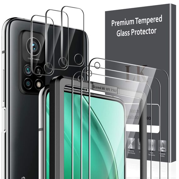 LK 6 Stück Schutzfolie Kompatibel mit Xiaomi Mi 10T 5G/10T Pro 5G, 3 Folie und 3 Kamera Glas, 9H Härte, HD Klar Displayschutz, Kratzen Blasenfrei Einfacher Montage