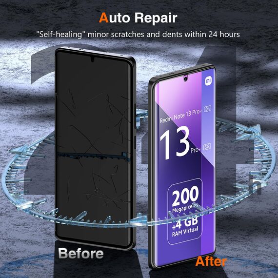 LK TPU Displayschutzfolie ist Kompatibel mit Redmi Note 13 Pro Plus, 3 Schutzfolien [Ohne Glas], 3D Gekrümmte Vollständige Abdeckung, HD Klar, Touch Screen Empfindlich