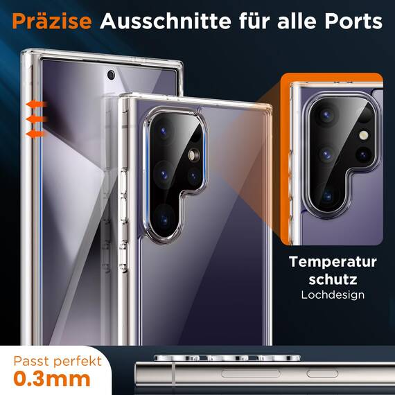 LK 2+2 Stück Schutzfolie für Samsung Galaxy S24 Ultra Panzer Schutz Glas, Frei von Kratzen, 9H Härte Panzerolie, Fingerabdruck-ID Unterstützen mit Rahmen Installationshilfe, HD-Klar Folie