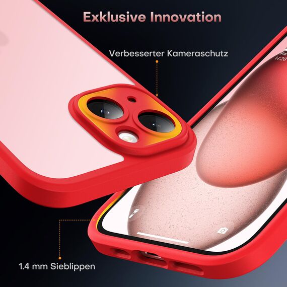 TOCOL für iPhone 15 Hülle, Vollständiger Kameraschutz Stoßfest Kratzfest Handyhülle für iPhone 15 Case, Rot