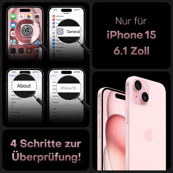 TOCOL für iPhone 15 Hülle, Vollständiger Kameraschutz Stoßfest Kratzfest Handyhülle für iPhone 15 Case, Rosa