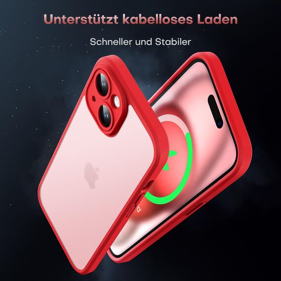 TOCOL für iPhone 15 Hülle, Vollständiger Kameraschutz Stoßfest Kratzfest Handyhülle für iPhone 15 Case, Rot
