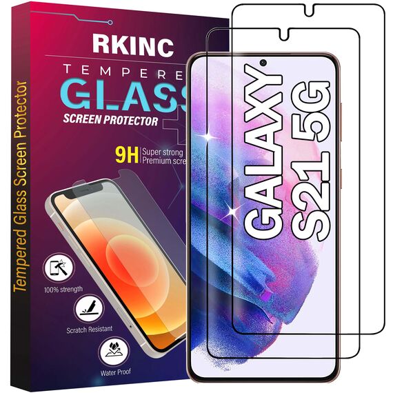 RKINC 2 Stück, Panzerglas Schutz Glas für Samsung Galaxy S21 5G, Entsperren per Fingerabdruck Panzer HD Displayschutzfolie, 0,33 mm kratzfest, splitterfrei, blasenfrei, lebenslangeGarantie