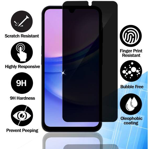 RKINC 3 Stück, Sichtschutz Panzerglas für Samsung Galaxy A25 5G, Anti-Spähen Panzer Schutz Glas HD Displayschutzfolie, [Unterstützt keine Entsperrung per Fingerabdruck] kratzfest, blasenfre