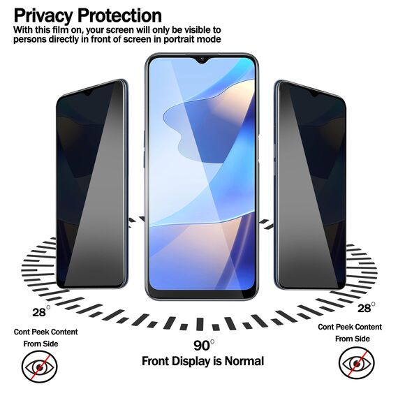 RKINC 3 Stück, Sichtschutz Panzerglas für Samsung Galaxy A12, Anti-Spähen Panzer Schutz Glas HD Displayschutzfolie, 0,33 mm kratzfest, splitterfrei, blasenfre