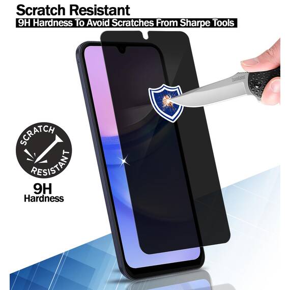 RKINC 3 Stück, Sichtschutz Panzerglas für Samsung Galaxy A25 5G, Anti-Spähen Panzer Schutz Glas HD Displayschutzfolie, [Unterstützt keine Entsperrung per Fingerabdruck] kratzfest, blasenfre