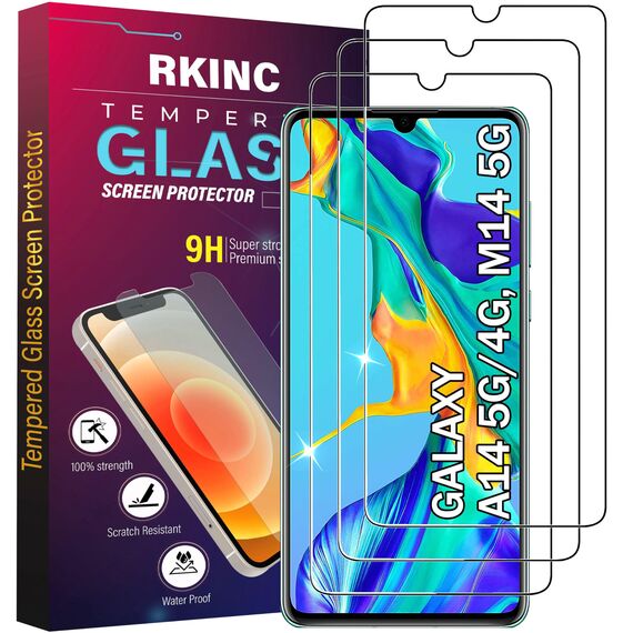 RKINC 3 Stück, Panzerglas Schutz Glas für Samsung Galaxy A14 5G/4G, M14 5G, Panzer HD Displayschutzfolie, 0,33 mm kratzfest, splitterfrei, blasenfrei
