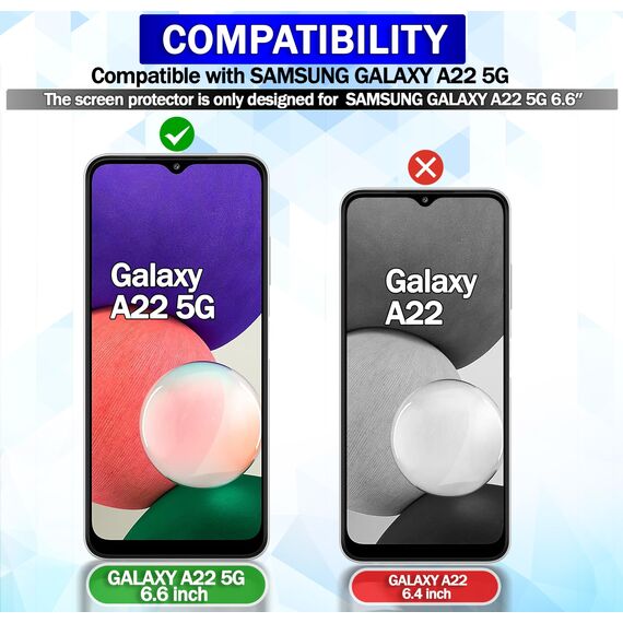 RKINC 3 Stück, Panzerglas Schutz Glas für Samsung Galaxy A22 5G (Non pour Samsung A22 4G), Panzer HD Displayschutzfolie, 0,33 mm kratzfest, splitterfrei, blasenfrei, lebenslangeGarantie