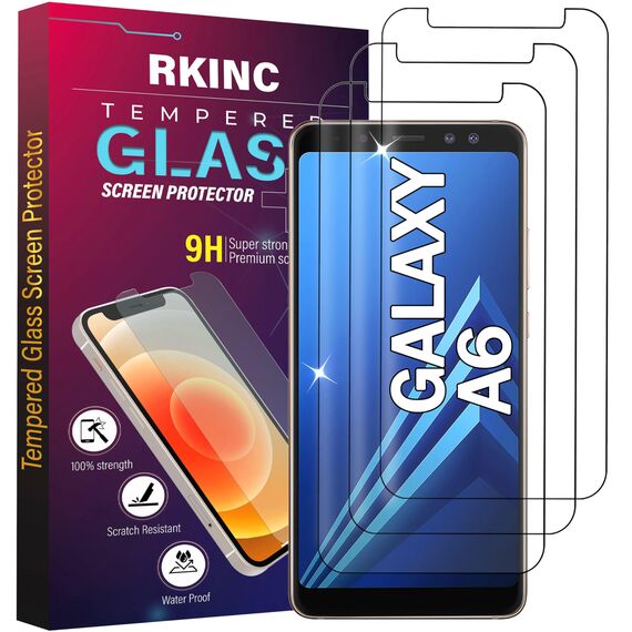 RKINC 3 Stück, Panzerglas Schutz Glas für Samsung Galaxy A6 (SM-A600F), Panzer HD Displayschutzfolie, 0,33 mm kratzfest, splitterfrei, blasenfrei, lebenslangeGarantie