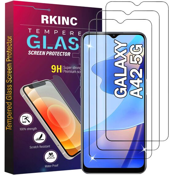 RKINC 3 Stück, Panzerglas Schutz Glas für Samsung Galaxy A42 5G, Panzer HD Displayschutzfolie, 0,33 mm kratzfest, splitterfrei, blasenfrei, lebenslangeGarantie