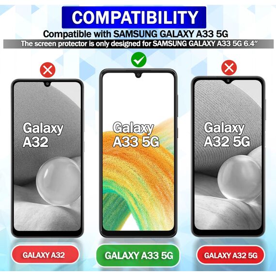 RKINC 3 Stück, Panzerglas Schutz Glas für Samsung Galaxy A33 5G, Panzer HD Displayschutzfolie, 0,33 mm kratzfest, splitterfrei, blasenfrei