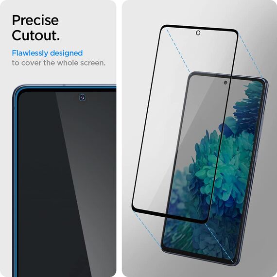 Spigen Schutzfolie kompatibel mit Samsung Galaxy S20 FE, Schwarz Volle Abdeckung, Hüllenfreundlich, Kristallklar, 9H gehärtetes Glas, Antikratz, 0.33mm, Folie