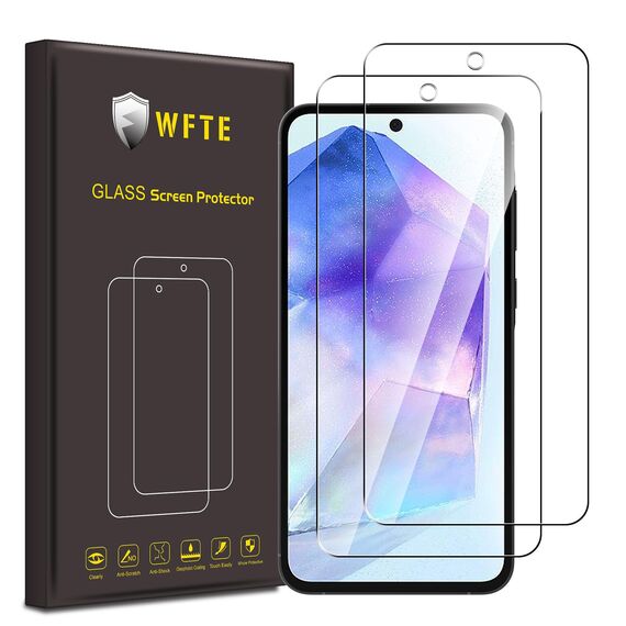 WFTE [2 Stück Schutzfolie für Samsung Galaxy A55 5G Panzerglas Glasfolie 9H Härte, Anti-Kratzen, Anti-Bläschen Displayschutzfolien Panzer Schutz Glas für Samsung Galaxy A55