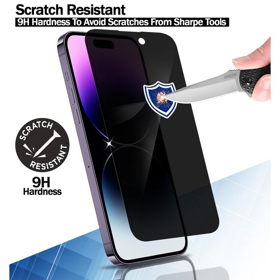 RKINC 3 Stück, Sichtschutz Panzerglas für iPhone 14 Pro 6.1-Inch, Anti-Spähen Panzer Schutz Glas HD Displayschutzfolie, 0,33 mm kratzfest, splitterfrei, blasenfre