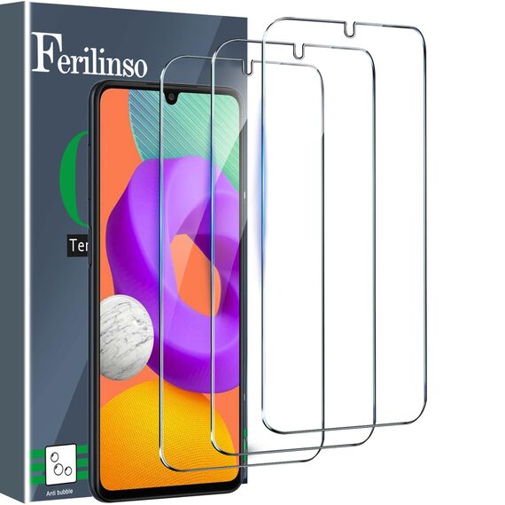 Ferilinso [3 Stück] Entworfen für Samsung Galaxy M22/ A32 4G/ A31 Panzer Schutz Glas Schutzfolie Displayschutzfolie [Kompatibel mit Handy Hülle] [9H Härte] [2.8D Rand] [Anti-Kratzen]