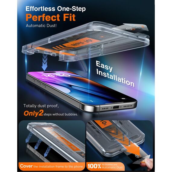LK für iPhone 15 Pro für Panzerglas, Staubfrei [Full Screen] Auto-Installation Schutzglas [9H TOP Härte] Stoßfest Kratzfest Anti-Bläschen Anti-Fingerabdruck, Kompatibel mit Hülle, 2 Stück