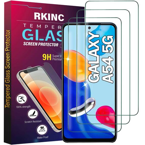 RKINC 3 Stück, Panzerglas Schutz Glas für Samsung Galaxy A54 5G, Panzer HD Displayschutzfolie, 0,33 mm kratzfest, splitterfrei, blasenfrei