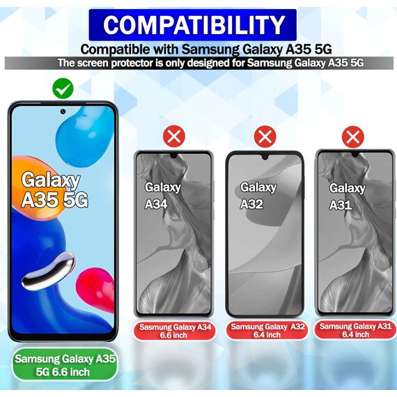 RKINC 3 Stück, Panzerglas Schutz Glas für Samsung Galaxy A35 5G, Panzer HD Displayschutzfolie, 0,33 mm kratzfest, splitterfrei, blasenfrei