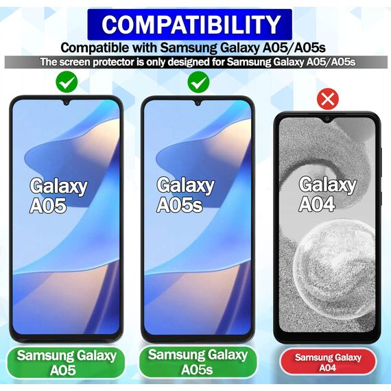 RKINC 3 Stück, Panzerglas Schutz Glas für Samsung Galaxy A05, A05s, Panzer HD Displayschutzfolie, 0,33 mm kratzfest, splitterfrei, blasenfrei