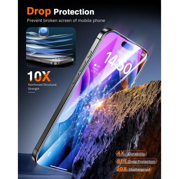LK für iPhone 15 Pro für Panzerglas, Staubfrei [Full Screen] Auto-Installation Schutzglas [9H TOP Härte] Stoßfest Kratzfest Anti-Bläschen Anti-Fingerabdruck, Kompatibel mit Hülle, 2 Stück
