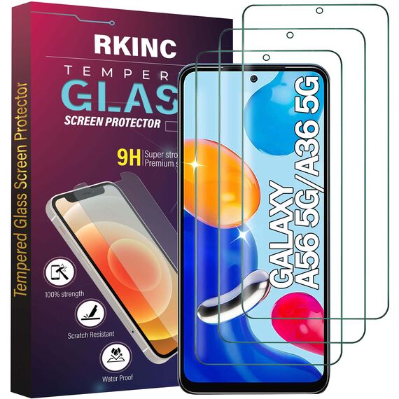 RKINC 3 Stück, Panzerglas Schutz Glas für Samsung Galaxy A56 5G, A36 5G, Panzer HD Displayschutzfolie, 0,33 mm kratzfest, blasenfrei, splitterfrei