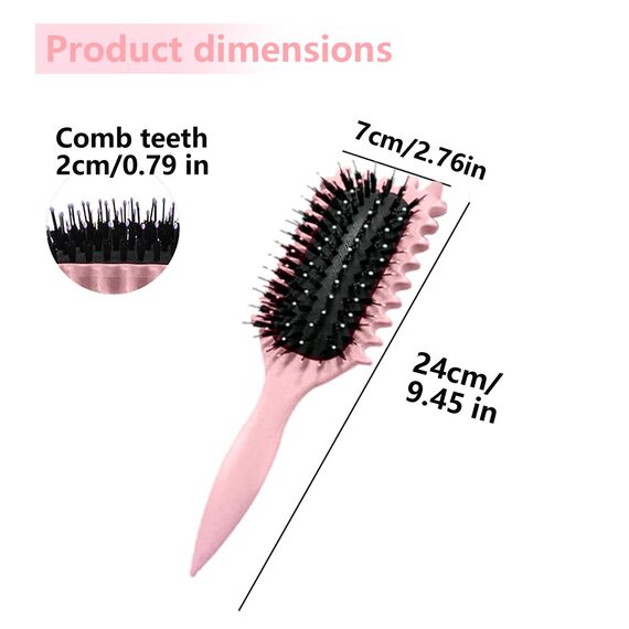 Longyier Lockenbürste, Locken mit Zinken definieren Stylingbürste, zum Kämmen und Formen von Männer- und Frauenlocken, um Ziehen und Lockenablösung zu reduzieren (Rosa)