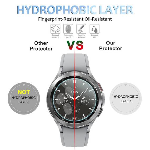 Diruite 4-Stück Schutzfolie für Samsung Galaxy Watch 4 Classic 42mm Displayschutzfolie,Anti-Kratzen HD Gehärtetes Glas Schutz Glas Displayschutz
