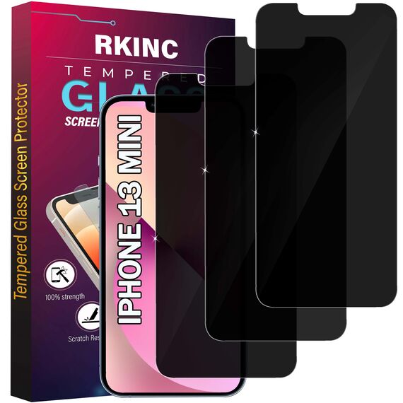 RKINC 3 Stück, Sichtschutz Panzerglas für iPhone 13 Mini 5.4-Inch, Anti-Spähen Panzer Schutz Glas HD Displayschutzfolie, 0,33 mm kratzfest, splitterfrei, blasenfre