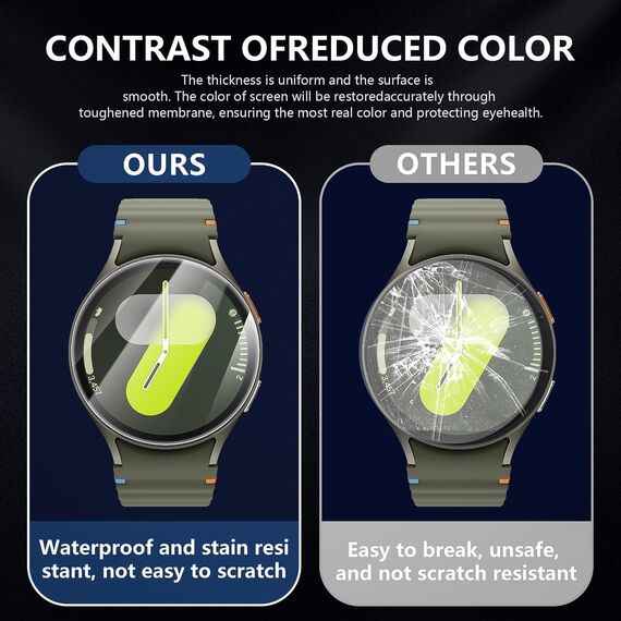 Diruite 4-Stück Schutzfolie für Samsung Galaxy Watch 7/6/5/4 44mm Displayschutzfolie,Anti-Kratzen HD Gehärtetes Glas Schutz Glas Displayschutz(Durchmesser 41mm)