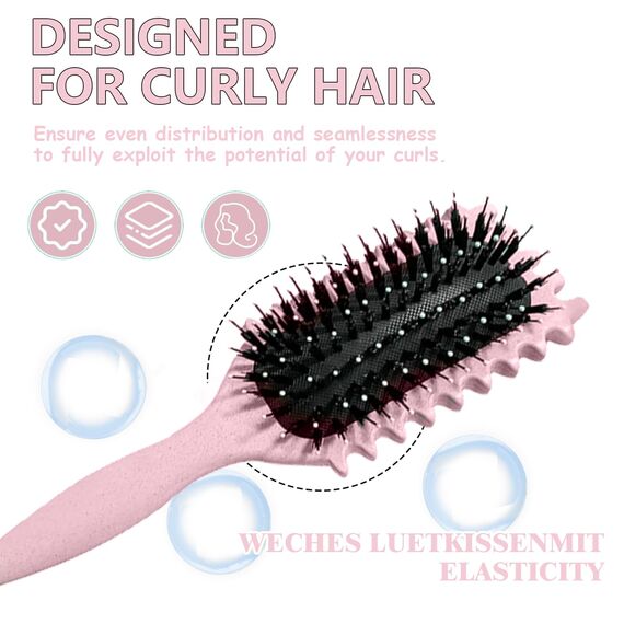 Longyier Lockenbürste, Locken mit Zinken definieren Stylingbürste, zum Kämmen und Formen von Männer- und Frauenlocken, um Ziehen und Lockenablösung zu reduzieren (Rosa)
