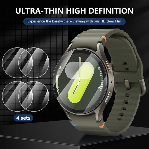 Diruite 4-Stück Schutzfolie für Samsung Galaxy Watch 7/6/5/4 44mm Displayschutzfolie,Anti-Kratzen HD Gehärtetes Glas Schutz Glas Displayschutz(Durchmesser 41mm)