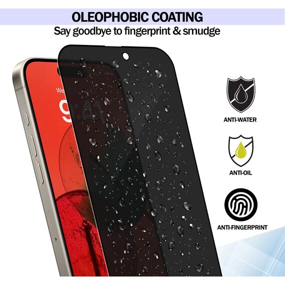RKINC 3 Stück, Sichtschutz Panzerglas für iPhone 15 / iPhone 15 Pro 6.1-Inch, Anti-Spähen Panzer Schutz Glas HD Displayschutzfolie, 0,33 mm kratzfest, splitterfrei, blasenfre