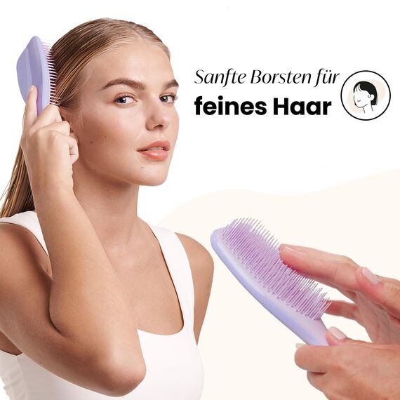 Tangle Teezer Ultimate Detangler Haarbürste für Coloriertes, Feines & Dünnes Haar – Sanfte Zweistufige Borsten Reduzieren Haarbruch & Ziehen – Sanft zu Empfindlichem Haar – Lila