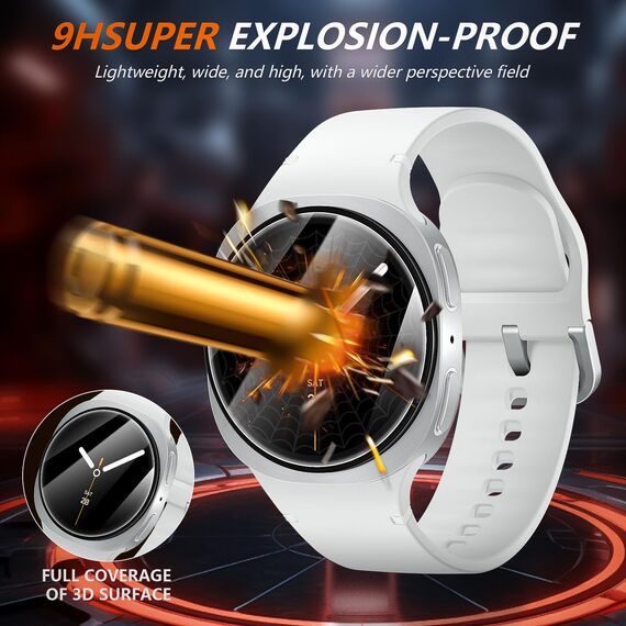 Diruite 4-Stück Schutzfolie für Samsung Galaxy Watch 8 40mm Displayschutzfolie,Anti-Kratzen HD Gehärtetes Glas Schutz Glas Displayschutz