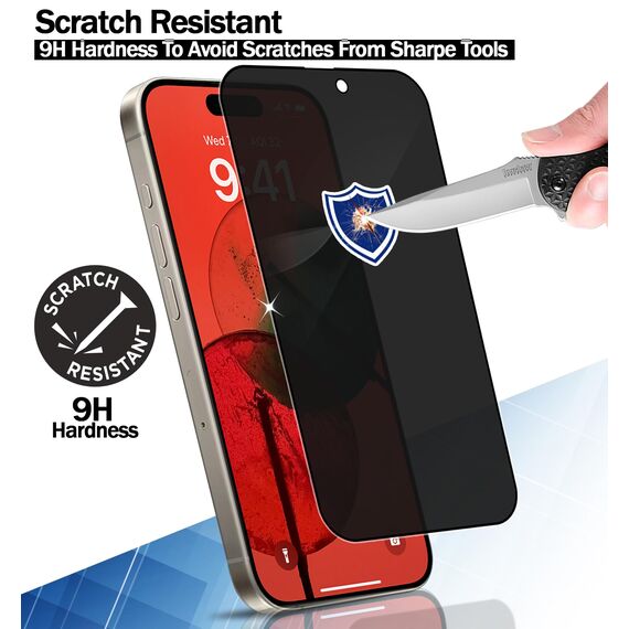 RKINC 3 Stück, Sichtschutz Panzerglas für iPhone 17 Pro Max, Anti-Spähen Panzer Schutz Glas HD Displayschutzfolie, 0,33 mm kratzfest, splitterfrei, blasenfre